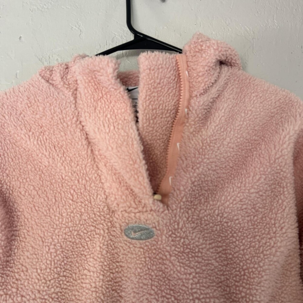 Nike Girls' Pink Sherpa hoodie - Picture 2 of 4
